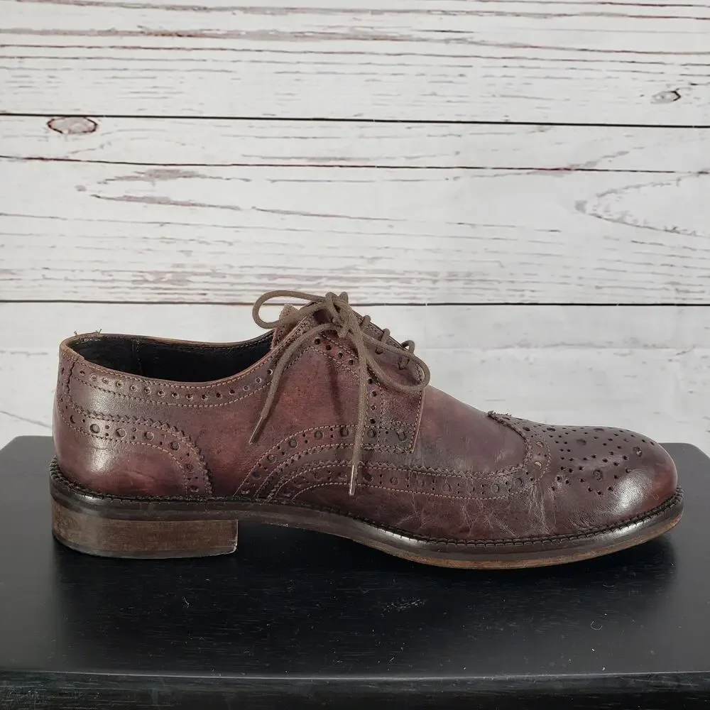 JD Marvin Made in Italy Men's Brown Vibram Oxford Shoes Size 43 EU
